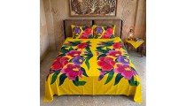 Rayon Bedsheet Hand Painted Floral Design 